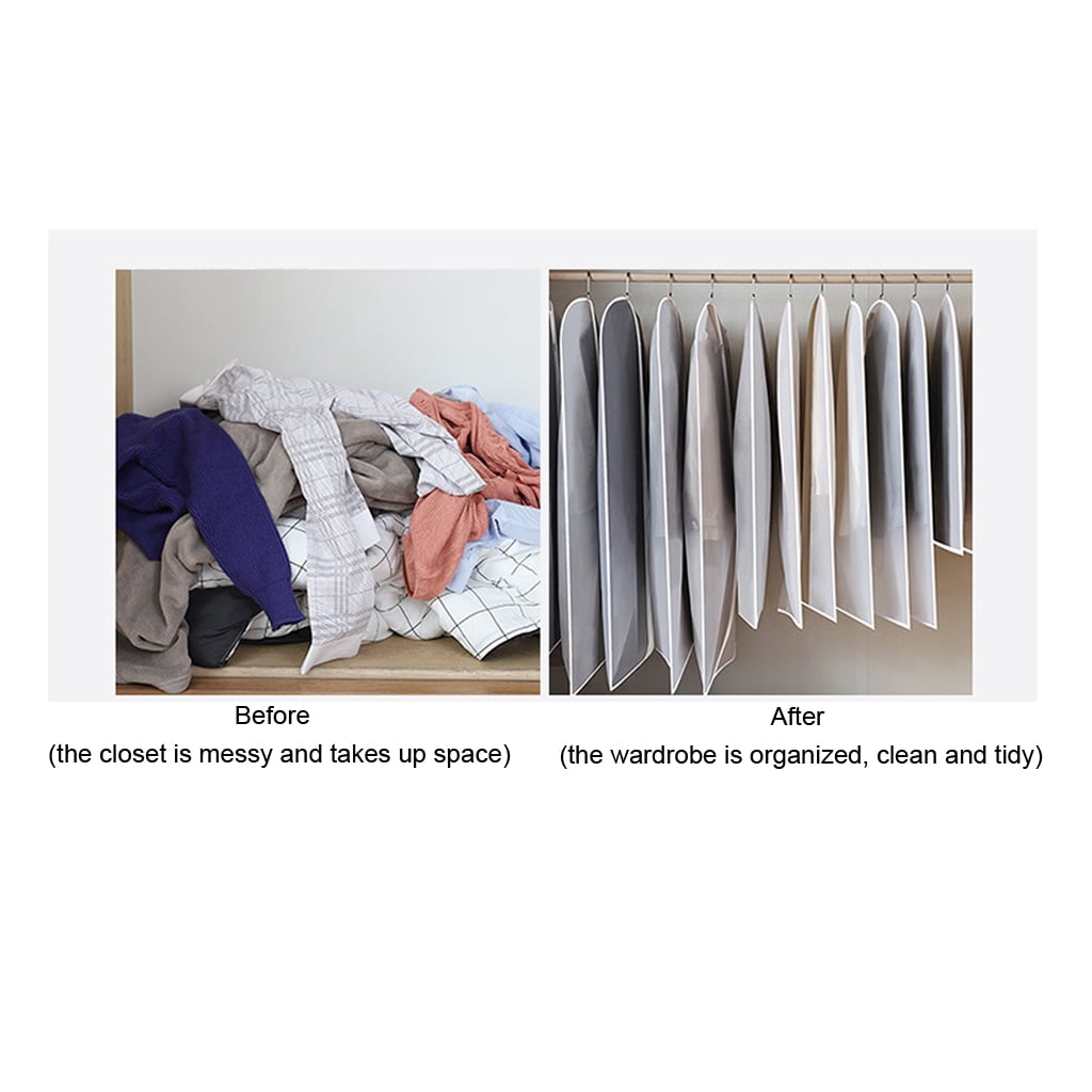 Shinycome 12pcs Hanging Garment Bags Lightweight Clear Clothes Cover Full Zipper Suit Bag for Closet Storage Home Travel