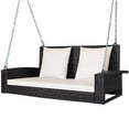 thumbnail image 1 of Pemberly Row 2 Person Patio Rattan Hanging Porch Swing Bench Chair Beige, 1 of 8