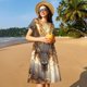 thumbnail image 4 of Easygdp Golden Horned White Dragon para Vestido Transpirable de Mujer, Vestido Suelto de Manga Corta con Pliegues y Bolsillos para el Verano, 4 of 6