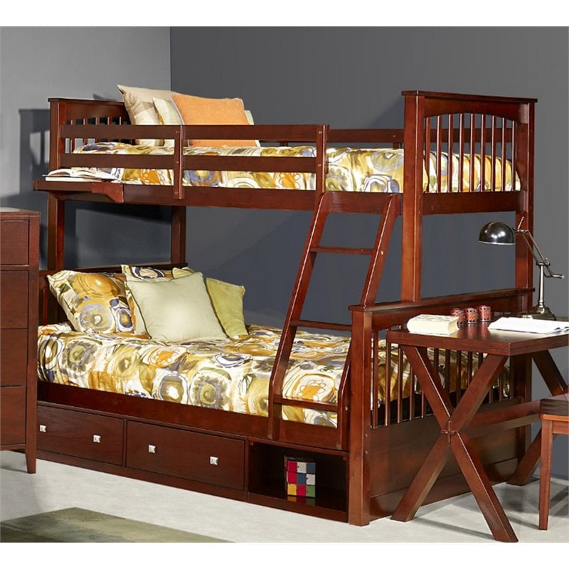 Rosebery Kids Twin Over Full Slat Bunk, Cherry Bunk Beds With Drawers