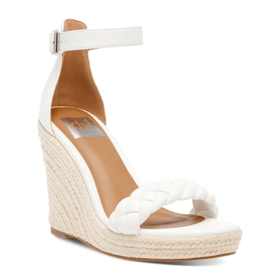DOLCE VITA Womens White 1" Platformankle Strap Braided Padded Harriat Square Toe Wedge Buckle Dress Espadrille Shoes 11