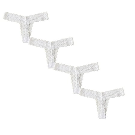 

Womens Underwear Brief Essentials Stretch Bikini Panty Lace Trim 4 Colors Comfy Panties4PC