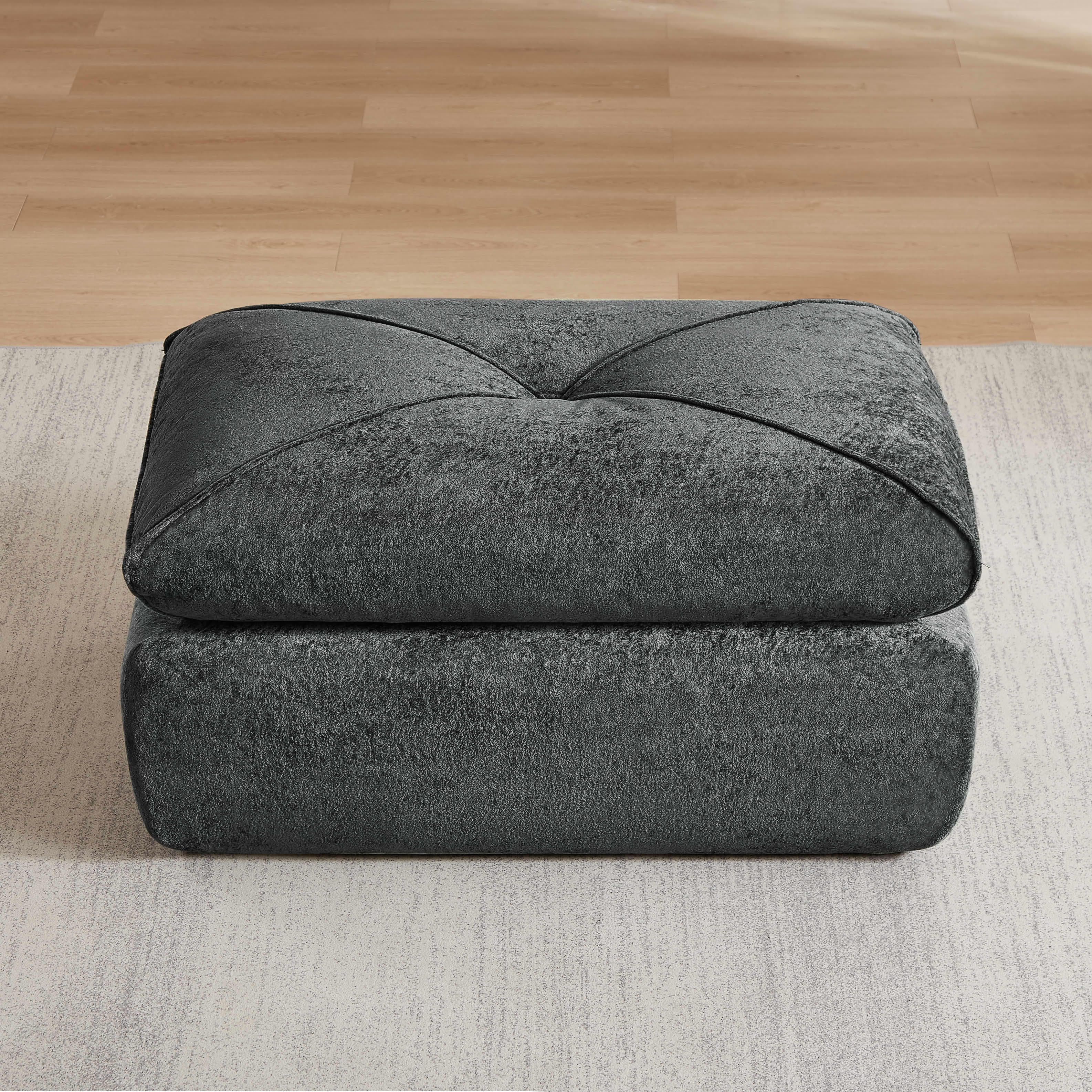 MAYEERTY Dark Gray Chenille Modular Ottoman Sofa, 300lbs Spring Support Flexible Footrest for Living Room Apartment