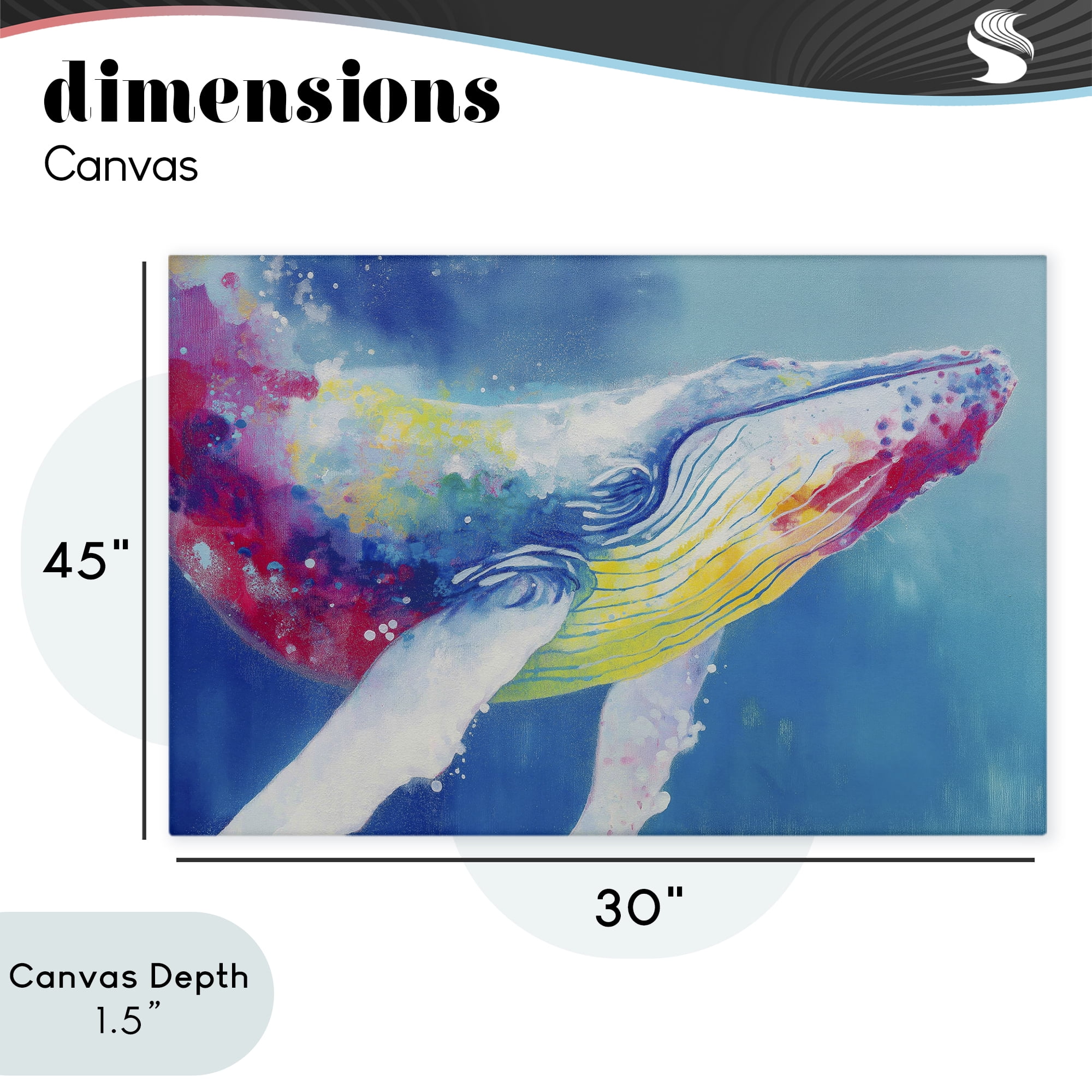 Stupell Industries Breaching Humpback Whale Canvas Wall Art, design by Chromatic Storm Studio