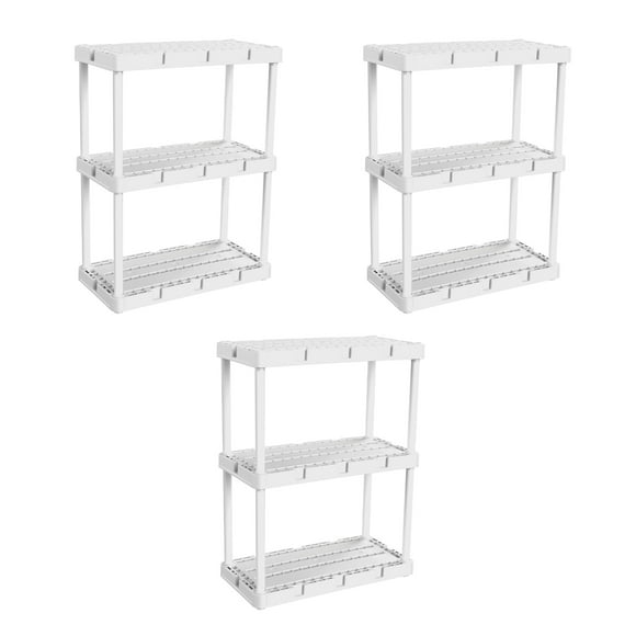 Gracious Living Knect A Shelf 3 Shelf Interlocking Organizers, White (3 Pack)