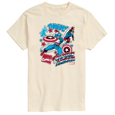 Marvel Captain America - Comic Book Stickers - Men's Short Sleeve Graphic Tee