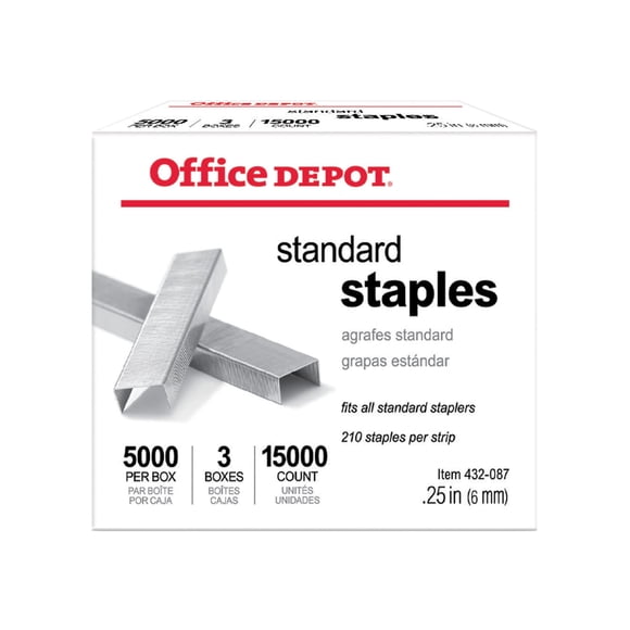 Grapas estándar Office Depot de 6 mm, paquete de 3 cajas