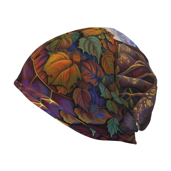 Rocae Colorful Maple Leaf Beach Turtle for Beanies Hats for Men Women Warm Chunky Knit Hats Winter