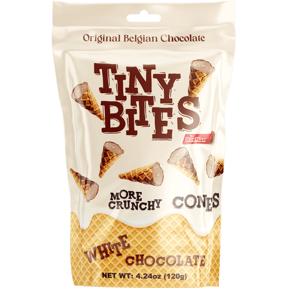 Tiny Bites White Chocolate Filled Mini Waffle Cones 4.24 oz