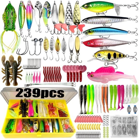 BESTSKY 2026 New Fishing 83/133/193/239/409Pcs Fishing Lure Kit for Trout/Pike/Bass Multi-Lure Fishing Set Layered Tackle Box
