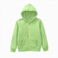 thumbnail image 3 of KPOPLK Boys Zip Up Hoodie Fall Long Sleeve Shirt Fashion Lightweight Hooded Jacket Coats for 1-9 Years Green Size 6-7 Years, 3 of 8
