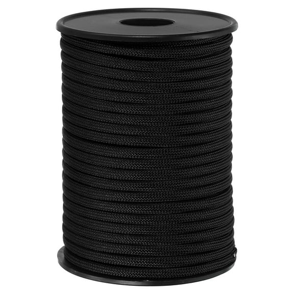 Uxcell 100FT 550 Paracord, 9 Strand Parachutes Cord Spool 4mm Survival Strong Rope String for Camping Hiking, Black