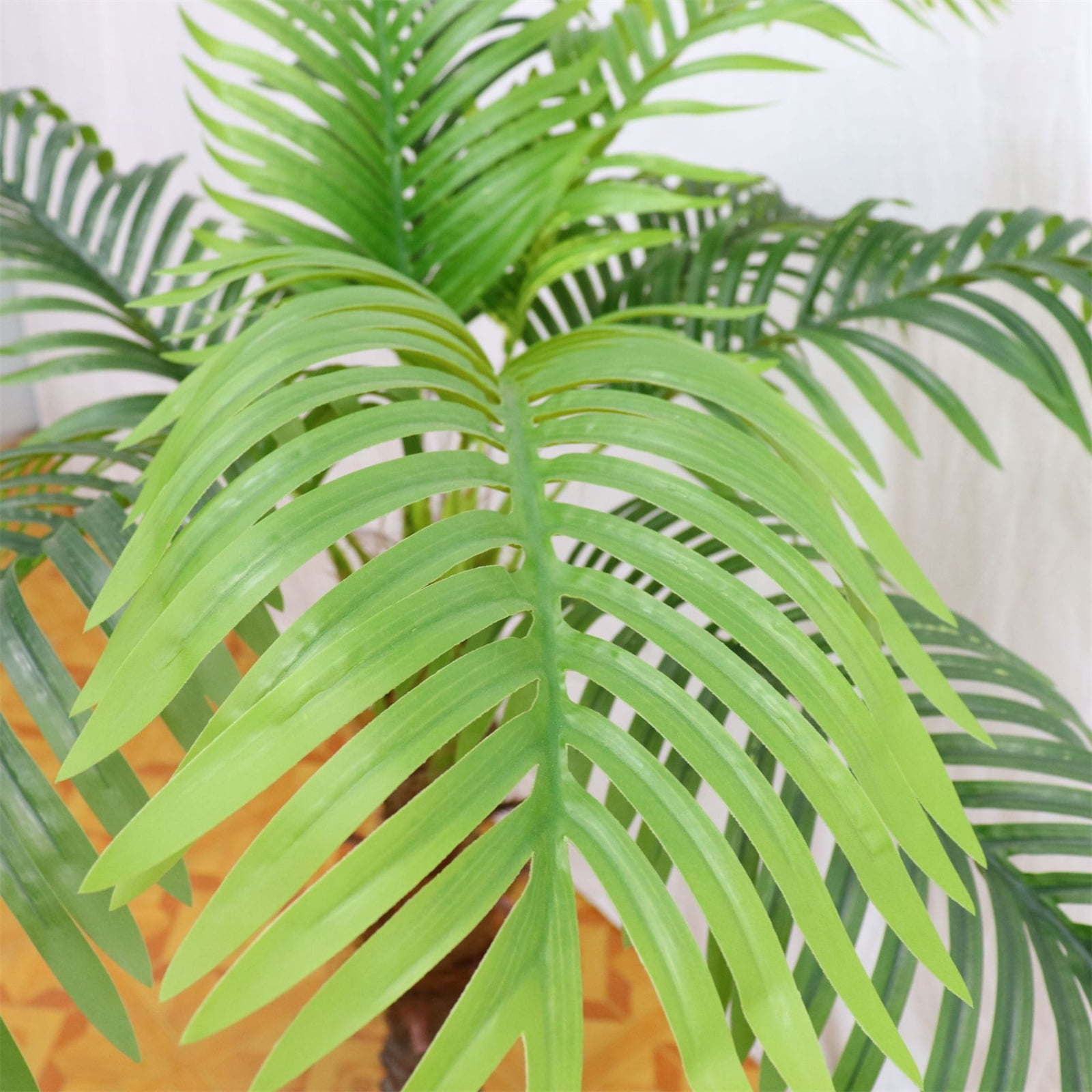 2pcs Artificial Palm Tree, 7ft Tall Artificial PhoenixPalm Tree, Outdoor Indoor Decor Fake Plants with 15pcs Adjustable Leaves, Artificial Tropical Coconut Tree in Pot for Patio, Poolside Decor