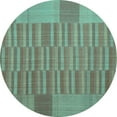 thumbnail image 1 of Ahgly Company Indoor Round Abstract Turquoise Blue Contemporary Area Rugs, 3' Round, 1 of 4