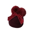 thumbnail image 2 of ITFABS Enfants Pompon Bonnet Bowknot Chaud Extensible Hiver Bonnet de Couleur Unie, 2 of 5