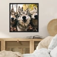 thumbnail image 2 of Kate and Laurel Sylvie Funny Animal Wolf Selfie Framed Canvas Wall Art by The Creative Bunch Studio, 22x22 Black, Funny Cute Animal Art for Wall, 2 of 7