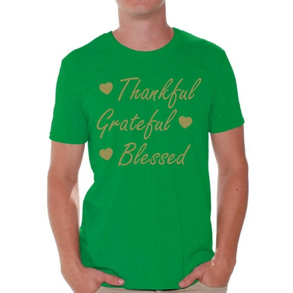 Awkward Styles Thankful Grateful Blessed Christmas Shirt Holiday Top Christmas Tshirts for Men Thanksgiving Holiday Shirt Thankful Grateful Blessed Men's Holiday Tee Xmas Gifts Mens Thanksgiving Shirt