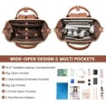 thumbnail image 2 of LOVEVOOK Leather Laptop Backpack for Women, 17 inch Professional Work & Travel Bag, Brown, 2 of 6