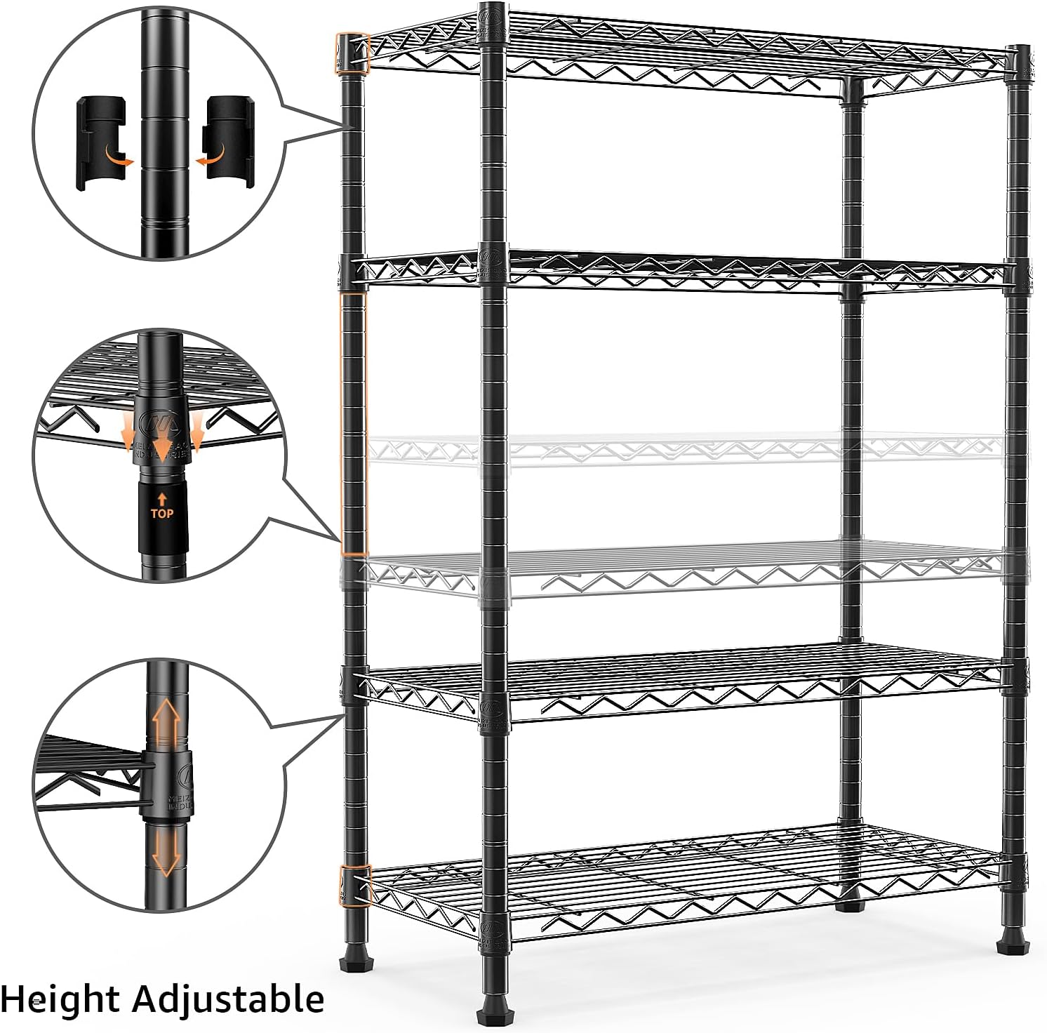 M MZG 4-Tier Wire Shelving Unit, 23.6x13.7x53.4 Inches photo 7
