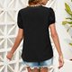 thumbnail image 4 of Blusa de manga corta abombada Jacquard Color liso Blusa con volantes de encaje Camisa para mujer Señora Verano Negro L, 4 of 6