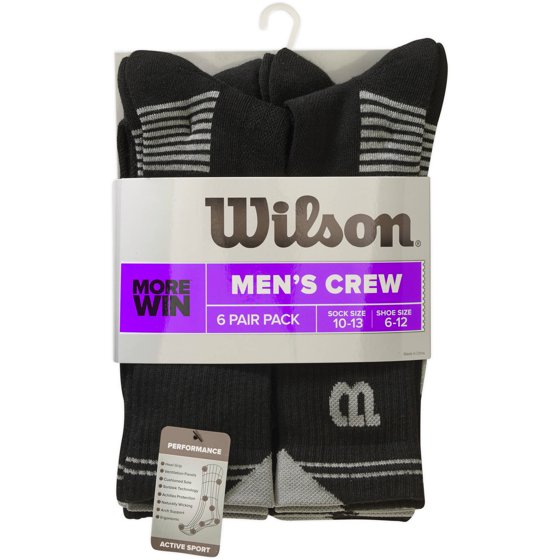 Wilson Wilson 6 Pack Men's Performance Crew Sock