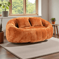 thumbnail image 2 of Tcbosik Bean Bag Sofa for Adults, 2 Seater Chenille Couch, Comfy Sofa for Living Room, No Assembly Required, Orange, 2 of 11