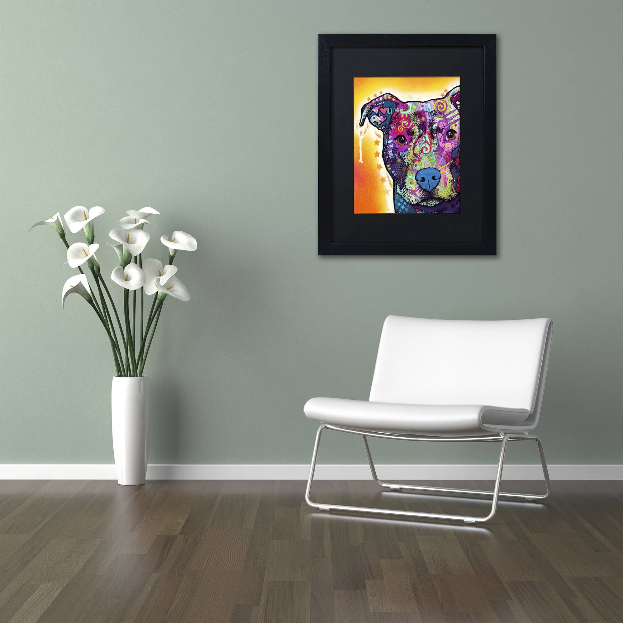 Trademark Fine Art "Heart U Pit Bull" Canvas Art by Dean Russo, Black Matte, Black Frame