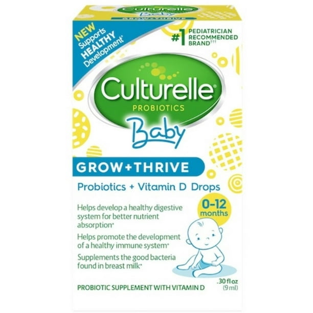 Culturelle Baby Grow + Thrive, Probiotic + Vitamin D Drops, 0.30 oz (Pack  of 6)
