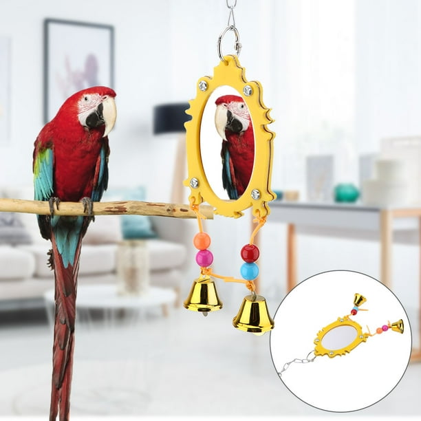 YLSHRF Parrot Toy Bird Mirror Toy Hanging Parrot Toy Parrot Playing Toy