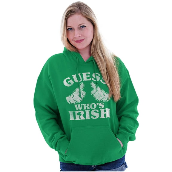 Funny Guess Who's Irish St Paddys Hoodie Sweatshirt Women Men Brisco Brands S