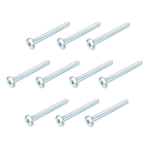 M6x60mm Furniture Screw Hex Socket Cap Machine Screws Zinc Plated Fasteners Bolts Full Thread Carbon Steel 10 Pcs