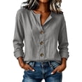 thumbnail image 2 of NominalSnugCotton Linen Button down Shirts for Women Dressy Casual V Neck Long Sleeve Lightweight Work Blouses Shirts, 2 of 8