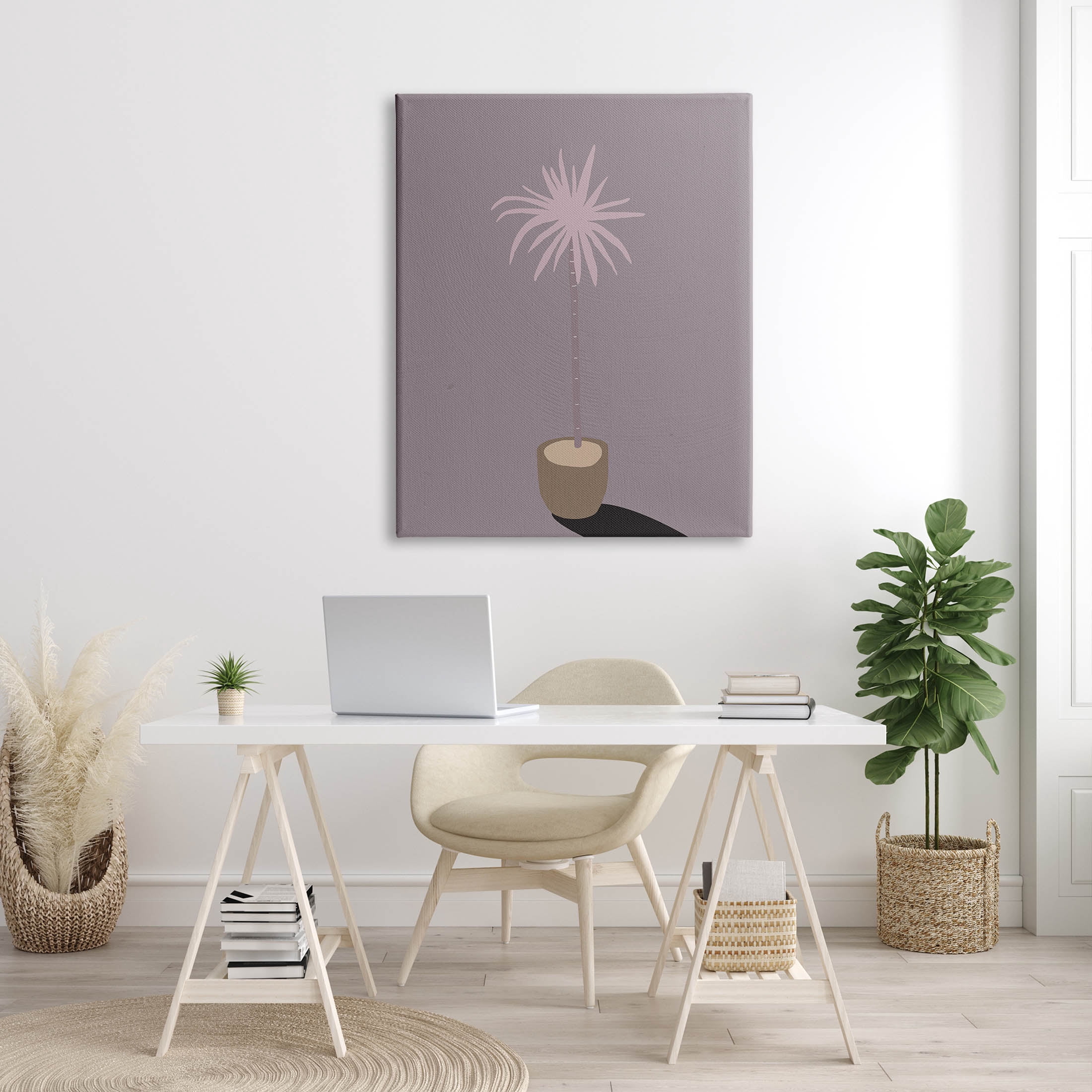 Contemporary Potted Palm Tree Botanical & Floral Graphic Art Gallery Wrapped Canvas Print Wall Art