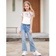 thumbnail image 4 of Arshiner Girls T Shirts Ruffle Short Sleeve Round Neck Loose Blouse Summer Solid Color Casual Girl Tee Tops, 4 of 6