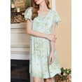 thumbnail image 3 of Avidlove Women Plus Size Nightgows Short Sleeve House Dress Floral Print Sleepshirt with Pocket Sleepwear, 3 of 4
