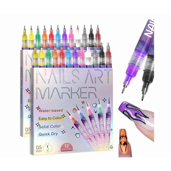 12 Colors 3D Nail Polish Pens for Painting, Nail Art Pens Set, 2025 Upgrade Nail Art Markers for Gel Nails, DIY Quick Dry Graffiti Dotting Point Liner Pens