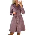 thumbnail image 2 of Women'S Long Sleeve Single Row Button Corduroy Shirt Dress Midi Maxi Casual Shift Dress L, 2 of 7