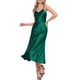 thumbnail image 4 of CURVOSPORT Vestido de Satén para Mujer con Tirantes Espagueti y Escote en V, Elegante Vestido Maxi Deslizante XS Azul Pavo Real, 4 of 6