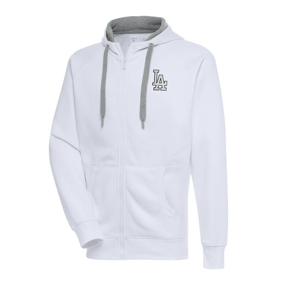 Men's Antigua White Los Angeles Dodgers Metallic Victory Full-Zip Hoodie