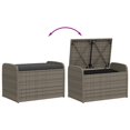 thumbnail image 5 of vidaXL Storage Bench with Cushion Grey 80x51x52 cm Poly Rattan, 5 of 5