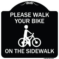 SignMission Designer Series Sign - Pavement Stencil Please Walk Your Bike on the Sidewalk | Black & White 18" X 18" Heavy-Gauge Aluminum Architectural Sign | Made in the USA