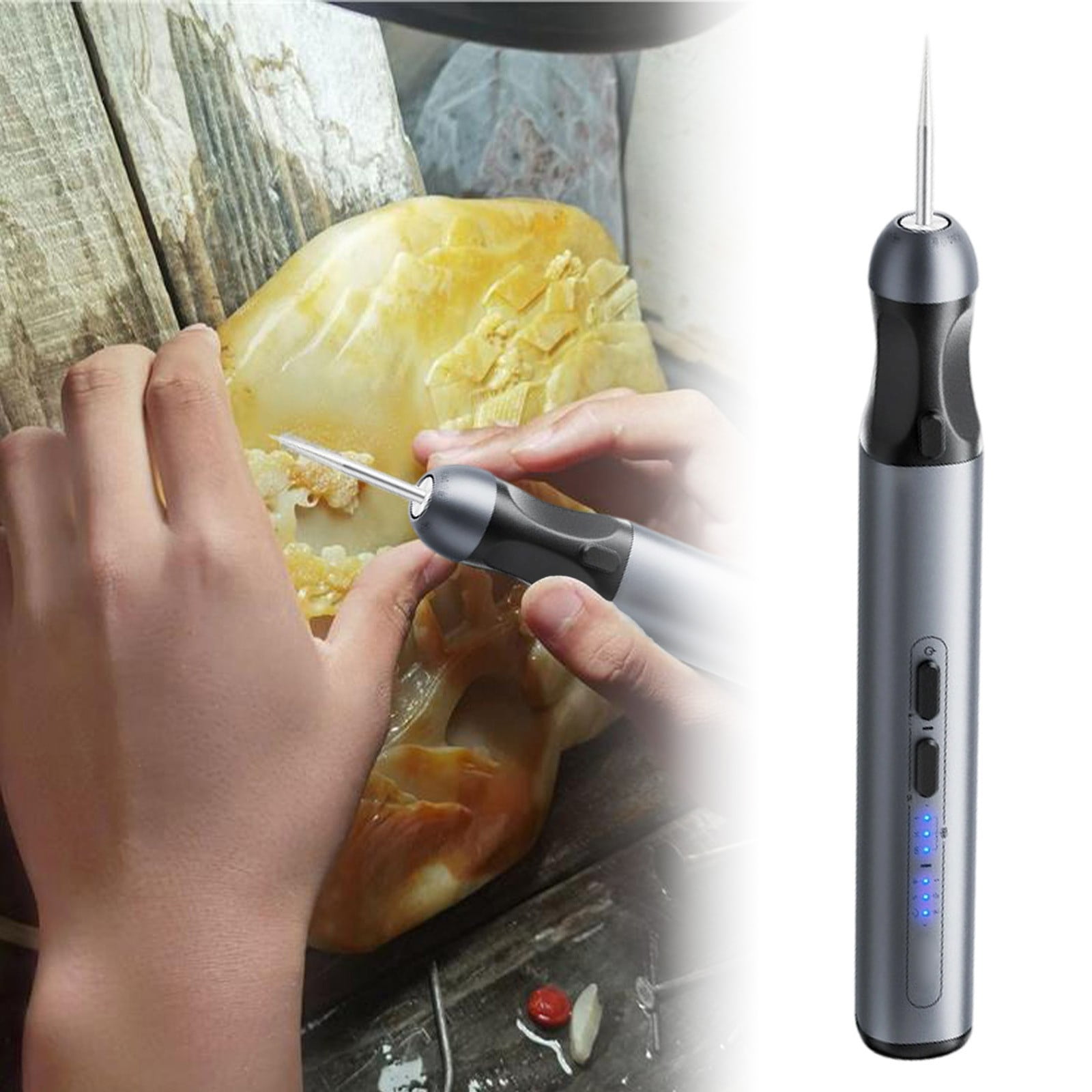 Engraving Pen,Electric Engraving Pen With 7 Interchangeable Heads,Rechargeable Cordless Etching Engraving Tool,Polishing Grinding Tool,Rechargeable Polishing Pen,(Gray,4.96x0.59 in)