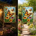 thumbnail image 7 of Dragonfly Stained Glass Garden Flag 12x18 Inch, Outside Flag Double Sided Butterfly Floral Outdoor Yard Flag with LED Lights, Polyester Lawn Patio Decor, 7 of 7