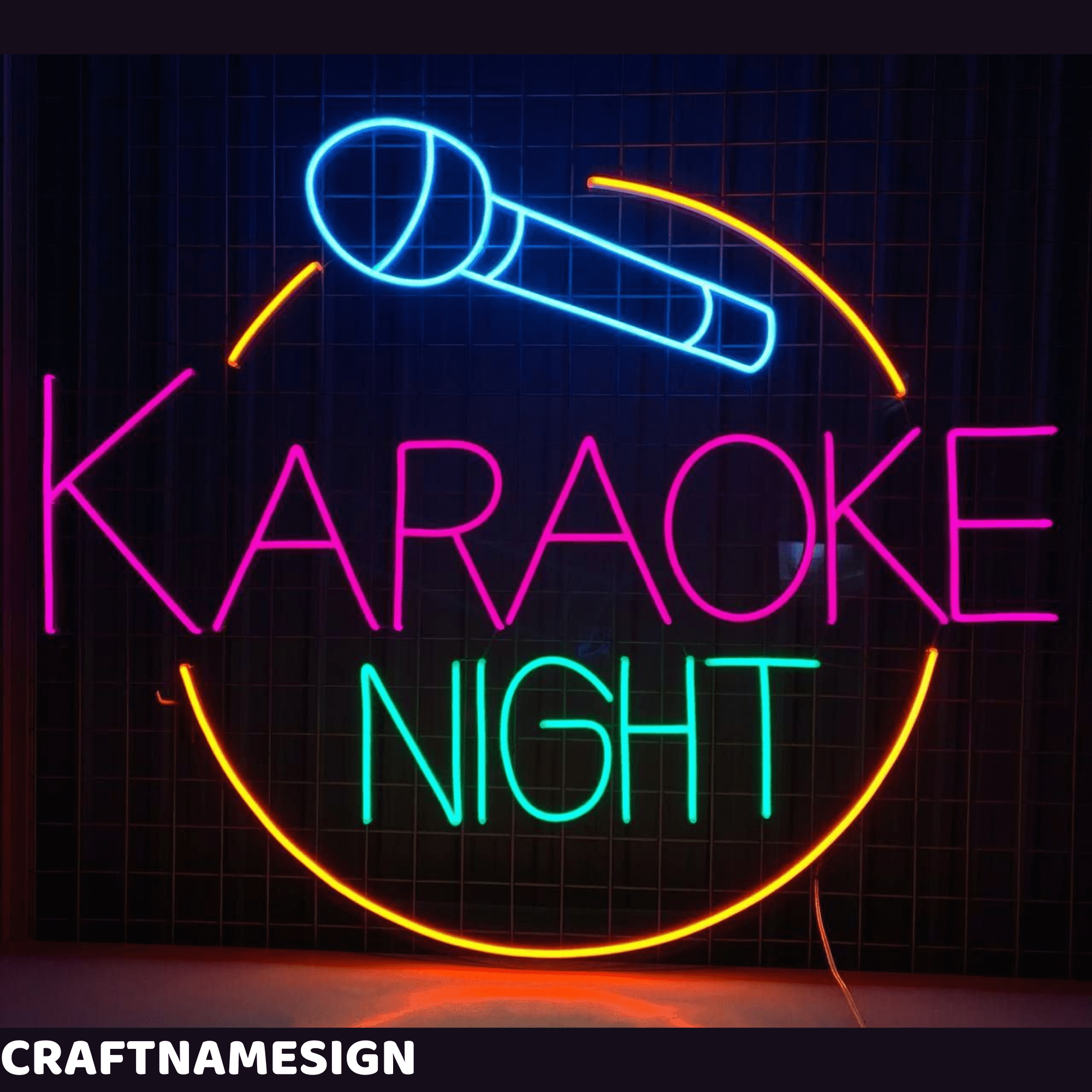 Craftnamesign Karaoke Night Neon Sign, Karaoke Bar Wall Decor, Open Sign Wall Art
