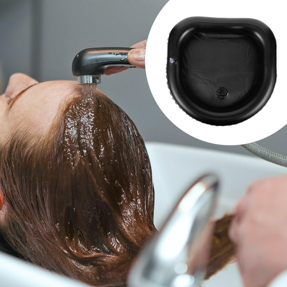 UPOUART Portable Inflatable Shampoo Basin in Black for Home and Salon Use Ergonomic Hair Wash Tray