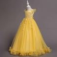 thumbnail image 5 of ATOGUTA Formal Dresses for Teens Yellow Sleeveless Tulle Long Formal Wedding Pageant Party Fancy Princess Ball Gown Dresses 5T-15, 5 of 7