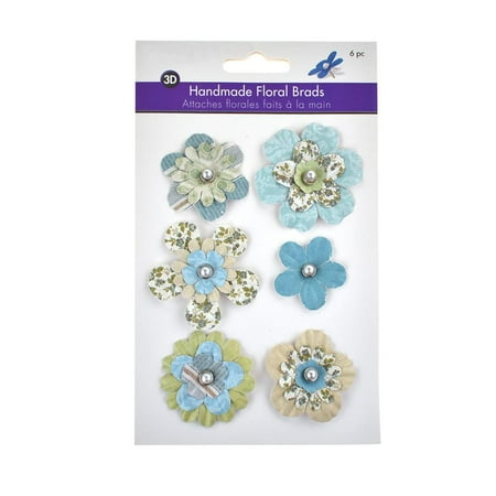 - Paper Craft Floral Brads, 6-Piece, Meadow