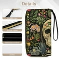 thumbnail image 5 of Womens Wallet Bifold Ladies Cluth Bag Wristlet Wrist Strap Long Purse Skull Flowers Illustration Design, 5 of 6