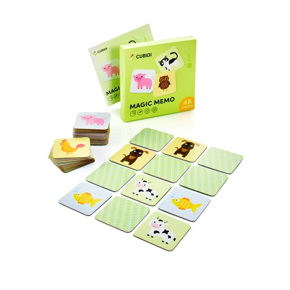 CUBIDI Memory Matching Game , Educational Toys for 4  Year Olds , Card Games for Toddler Activities , Montessori Toys for 4  Year Olds , Pair Games for Kids as Preschool Learning Activities