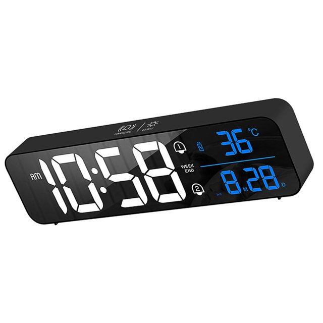 Moyic Despertador LED Pantalla digital Termómetro recargable Reloj de temperatura de repetición ajustable con modo de repetición Electrodomésticos Englisch schwarz Moyic HA007072-01B